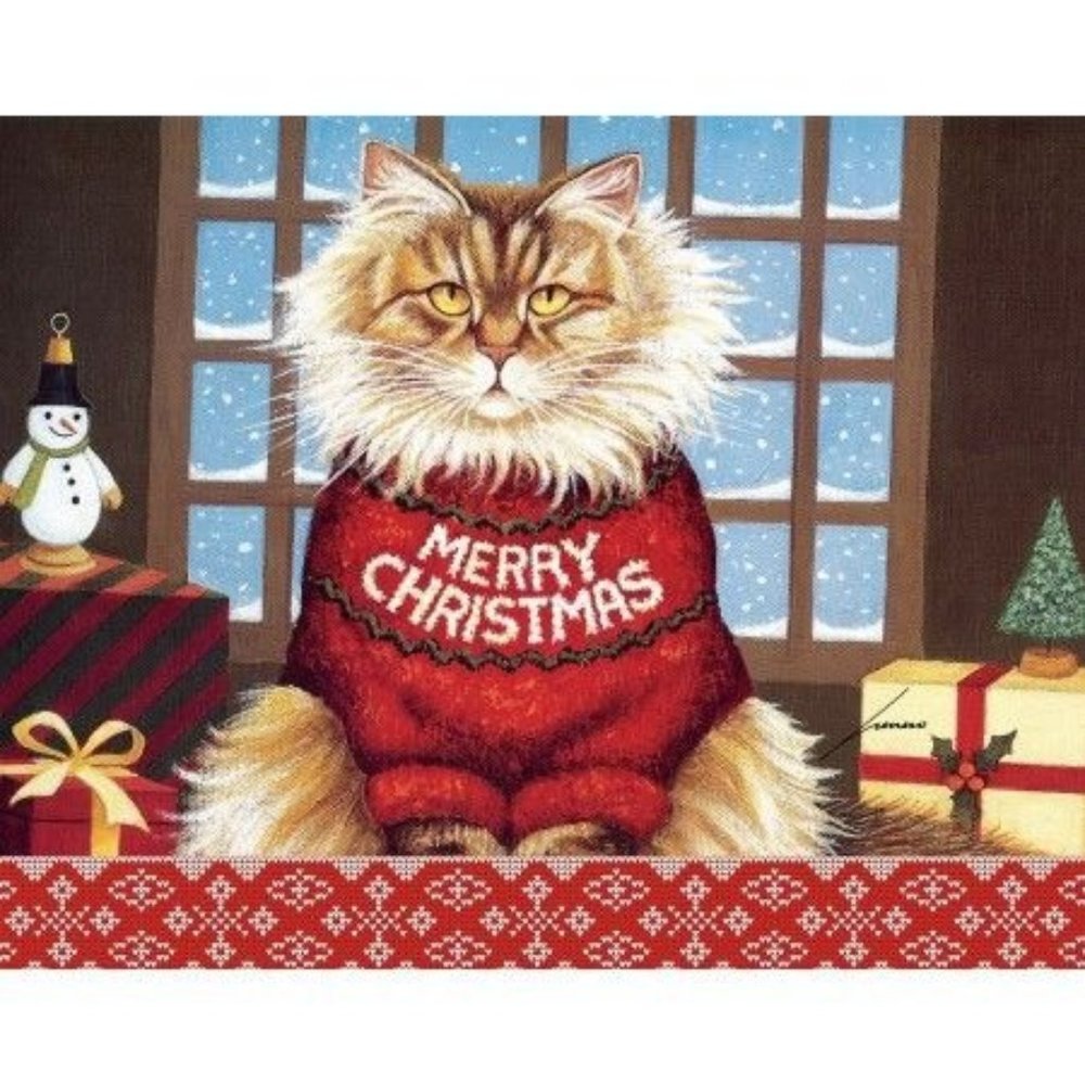 LANG CHRISTMAS CARD BOXED SET Squeaky's Christmas CAT Kitty 18 Cds/19 Envs NEW